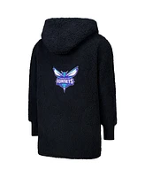 Jill Martin Men's and Women's The Best Lounger World Black Charlotte Hornets Oversized Open-Front Hoodie Sweater