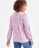 Style & Co Women's Printed Pintuck V-Neck Knit Top, Exclusively at Macy's