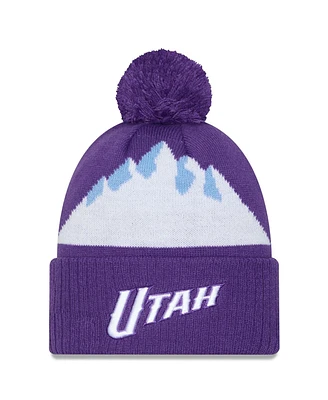 New Era Men's Purple Utah Jazz 2024/25 City Edition Cuffed Knit Hat with Pom