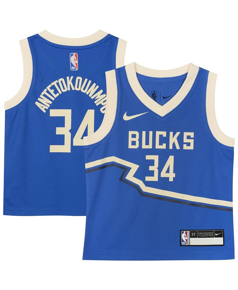 Nike Toddler Giannis Antetokounmpo Royal Milwaukee Bucks 2024/25 Swingman Player Jersey - City Edition