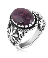 American West Jewelry Sterling Silver Purple Spiny Oyster Concha Flower Ring