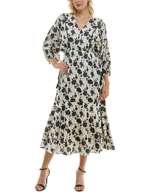 Taylor Women's Floral V-Neck Dolman-Sleeve Dress