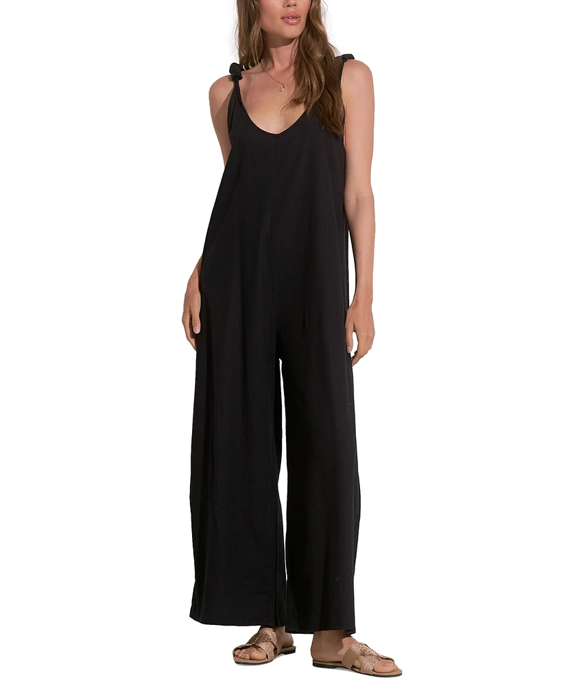 Elan Women's V-Neck Sleeveless Wide-Leg Jumpsuit