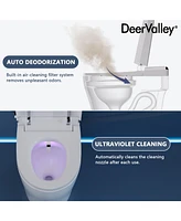 DeerValley Smart Bidet Toilet with Auto Open Lid Auto Flush, Modern Tankless Smart Toilet Equipped with Bidet Warm Wash Heated Seat Night Light(Remote