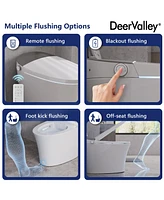 DeerValley Elongated Smart Bidet Toilet Tankless, Foot Kick & Blackout Flush, Warm Wash, Night Light, Advanced