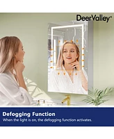 DeerValley 24'' W x 36'' H Led Lighted Wall Mounted Medicine Cabinets with Mirror and 2 Adjustable Shelves