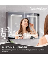 DeerValley Rectangular 31" W Double Doors Alumium Lighted Bathroom Mirros
