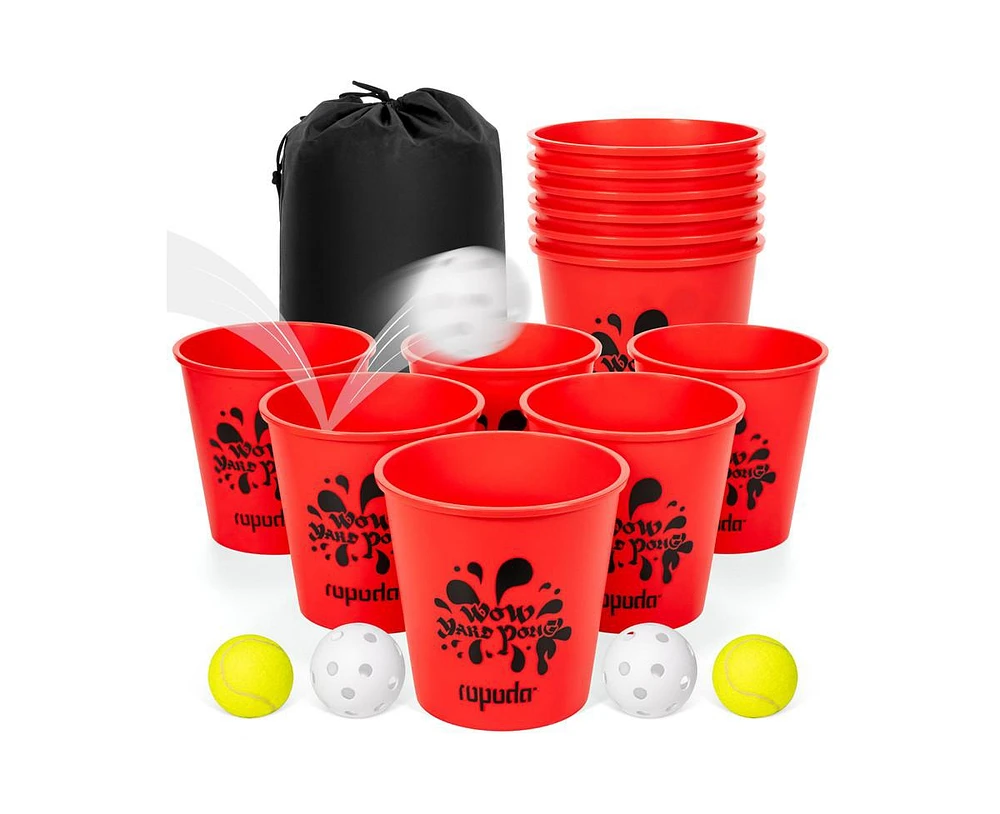 ropoda Giant Yard Pong,Yard Games with Durable Buckets and Balls Red Xl