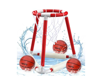 ropoda Pool Basketball Hoop, Floating Basketball Hoop for Pool with 3 Pool Balls, Pump and Float Foam