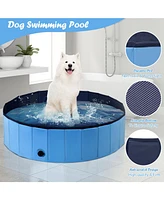 Gouun 63 Inch Foldable Leakproof Dog Pet Pool Bathing Tub Kiddie Pool for Dogs Cats and Kids