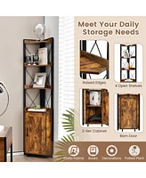 Gouun Tall Corner Storage Cabinet with 3-Tier Shelf and Enclosed Cabinet