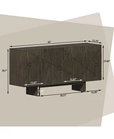 Boyel Living 63'' Large Buffet Sideboard 4 Door Storage Cabinet