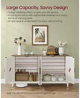 Slickblue Buffet Cabinet – Sideboard Credenza with Adjustable Shelves, Kitchen Storage Cabinet for Kitchen, Living Room, or Entryway