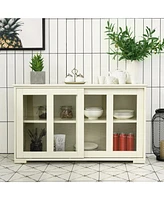 Gouun Sideboard Buffet Cupboard Storage Cabinet with Sliding Door-Antique