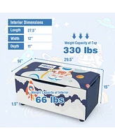 Gouun Kids Wooden Upholstered Toy Storage Box with Removable Lid