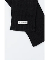 Jennie Liu 100% Cashmere Knitted Gloves(Black, One Size)