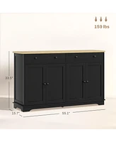 Homcom Sideboard Cabinet with Storage Drawers Adjustable Shelves