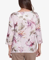 Alfred Dunner Women's Telluride Romantic Florals Textured Top