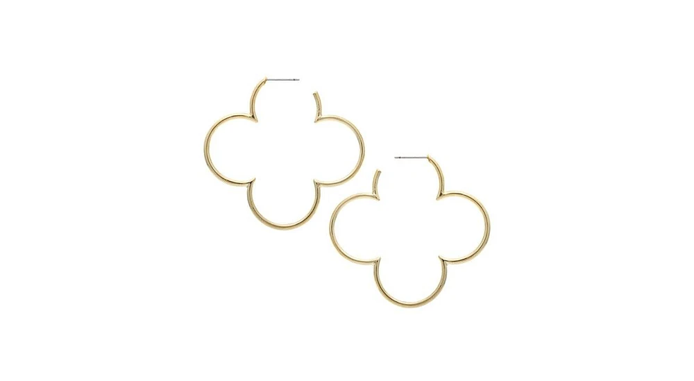 Rivka Friedman Polished Open Clover Hoop Earrings