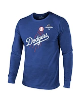 Majestic Men's Royal Los Angeles Dodgers 2024 World Series Champions Name Number Tri-Blend Long Sleeve T-Shirt