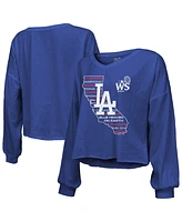 Majestic Women's Royal Los Angeles Dodgers 2024 World Series Champions Off-Shoulder Long Sleeve T-Shirt