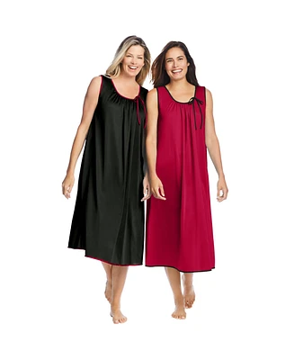 Only Necessities Plus 2-Pack Sleeveless Nightgown