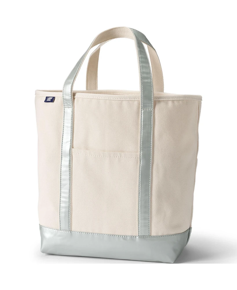 Lands' End Large Metallic 5 Pocket Open Top Canvas Tote Bag