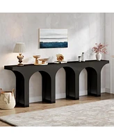 Tribesigns Console Table Set of 2, 94-Inch Entryway Table, Wood Sofa Behind Couch with Arched Base, Narrow Hallway Modern Foyer A