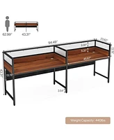 Tribesigns 94.48" Two-Person Office Desk with Privacy Panel, Long Computer Office Double Desk for 2 People