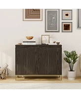 Boyel Living Wooden 2-Door Accent Cabinet with Stainless Steel Leg