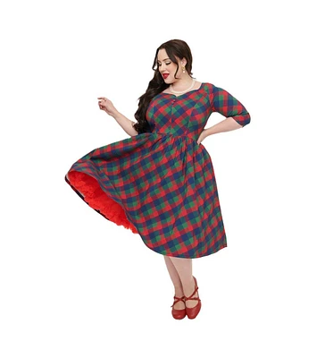 Unique Vintage Plus Sweetheart Three Quarter Sleeve Swing Dress