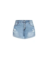 City Chic Plus Denim Cuff Short