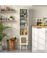Gouun 4 Tiers Rattan Storage Cabinet with Slim Design
