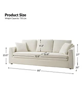 Hulala Home Zacharias Modern 85" Slipcovered Sofa with Square Flange Arm