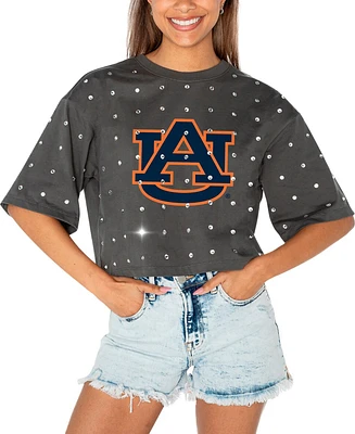 Gameday Couture Women's Gray Auburn Tigers Go Time Rhinestone Crop T-Shirt