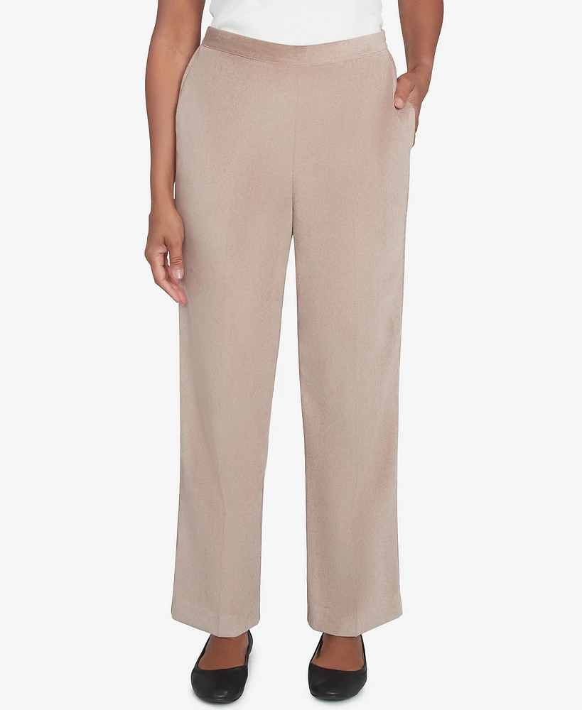 Alfred Dunner Women's Telluride Corduroy Elastic Waist Average Length Pleated Pants