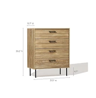 LuxenHome Mid-Century Modern Wave 4-Drawer 31.5-Inch Wide Accent Chest