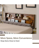 Gouun Full Size Upholstered Bed Frame with Storage Headboard-Full Size