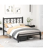 Gouun Full Size Platform Bed with Headboard and Metal Frame-Full Size