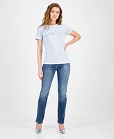 Guess Women's Script Lace Logo Easy Cotton T-Shirt