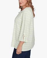 Ruby Rd. Plus Ribbon Stripe Laced Sleeve Top