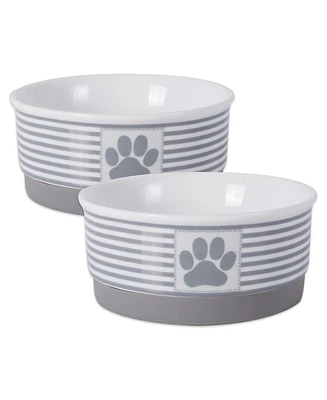 Bone Dry Striped Paw Patch Pet Bowl Set/2