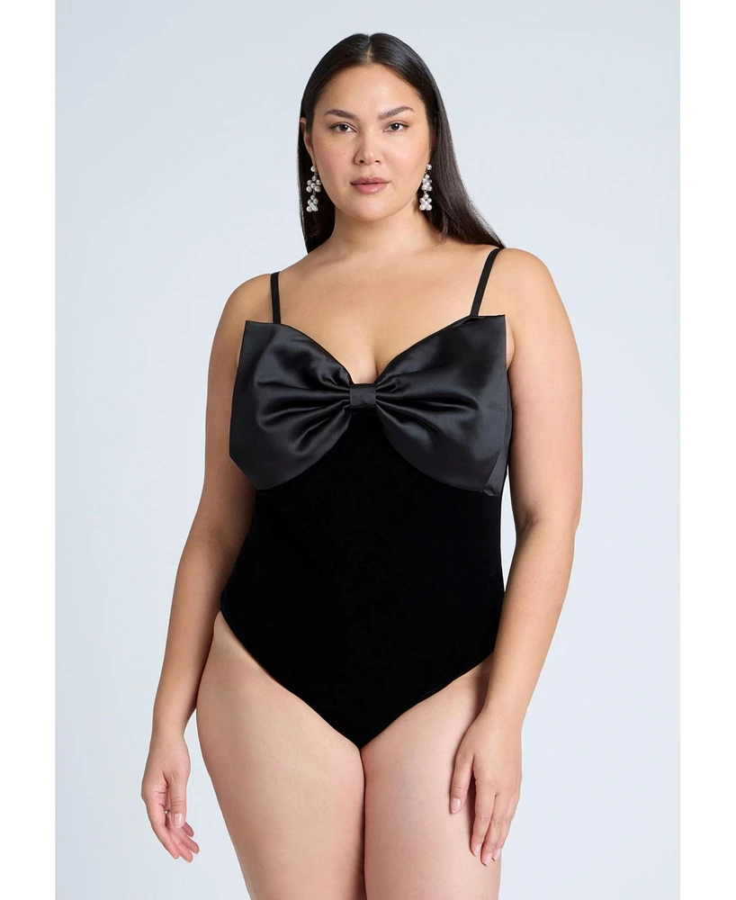 Eloquii Plus Contrast Bow Bodysuit