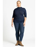 Eloquii Plus Sleek Funnel Neck Elbow Sleeve Sweater