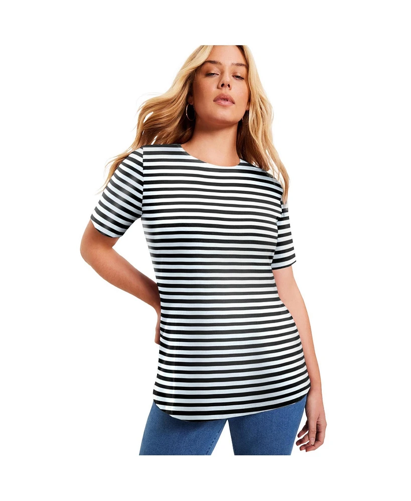 June + Vie Women's Plus Size Short-Sleeve Crewneck One + Only Tee