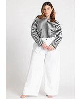 Eloquii Plus Preppy Striped Button Down