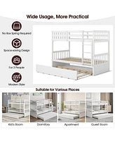 Twin Over Twin Bunk Bed with Pull-out Trundle and Ladder
