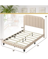 Gouun Heavy Duty Upholstered Bed Frame with Rivet Headboard-Full Size