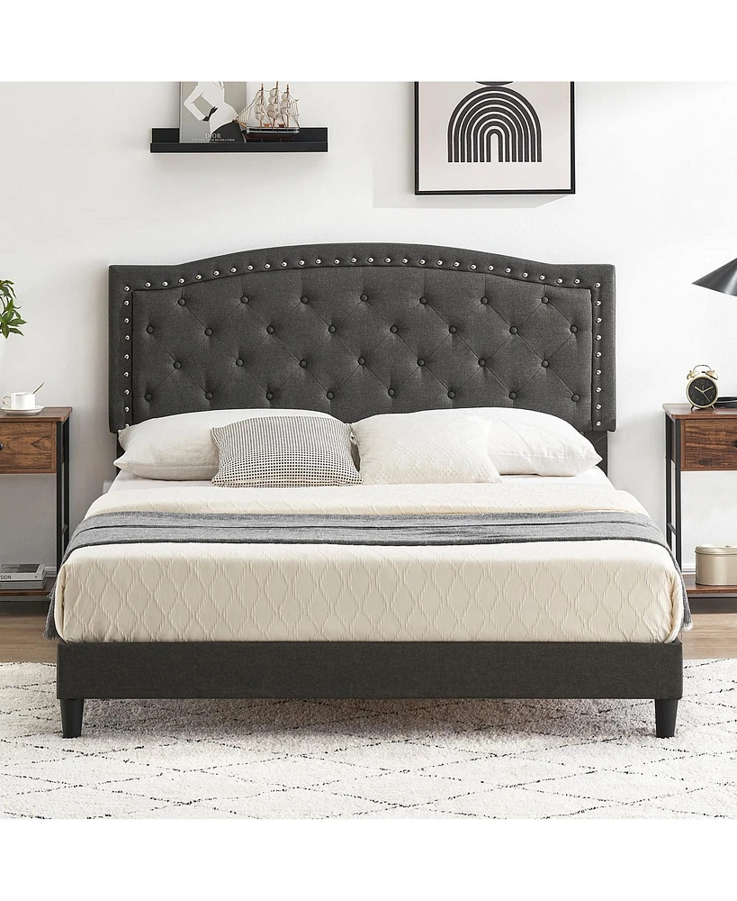 gaomon Full Bed Frame with Adjustable Headboard, Platform Bed Frame