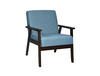 Slickblue Retro Modern Classic Linen Wide Accent Chair with Espresso Wood Frame